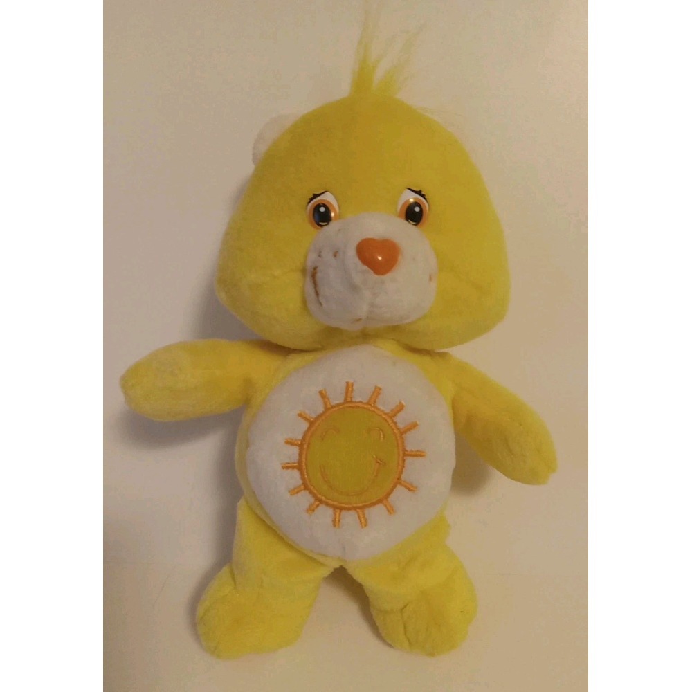 Care Bears Funshine 8" Vintage 2002 Yellow Small Bean Bag Plush Bear Toy